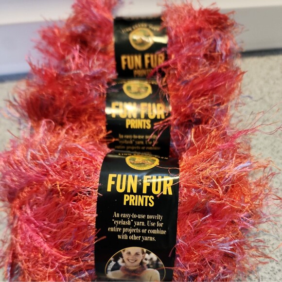 Lion Brand Fun Fur 3 Skein Lot - Color #414 Mango - 100% Polyester - Picture 1 of 4